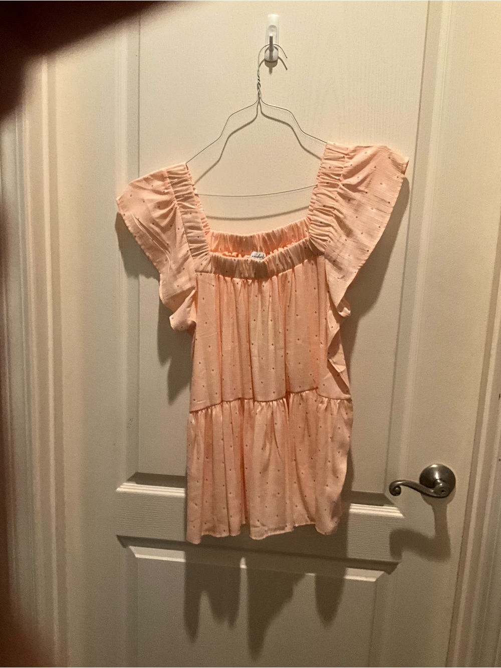 Wonderly Peach Flutter Sleeve Tunic Top